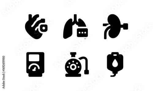 Medical equipment and organ silhouettes for healthcare