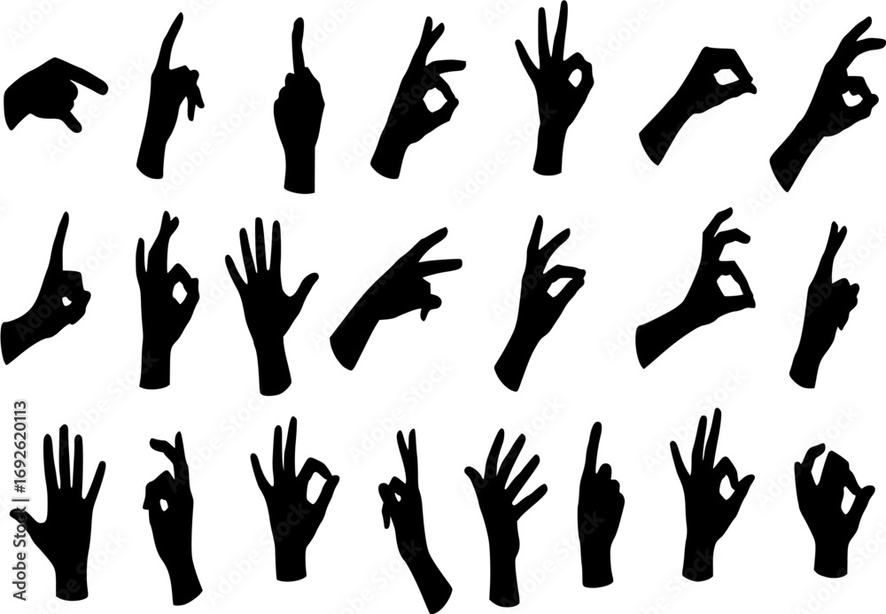 Fototapeta premium Silhouettes of hands, vector 