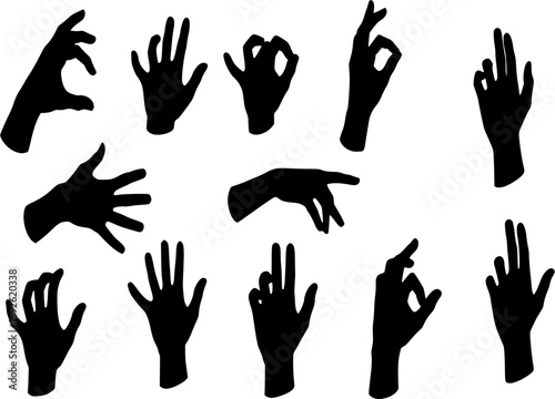Silhouettes of hands, vector
