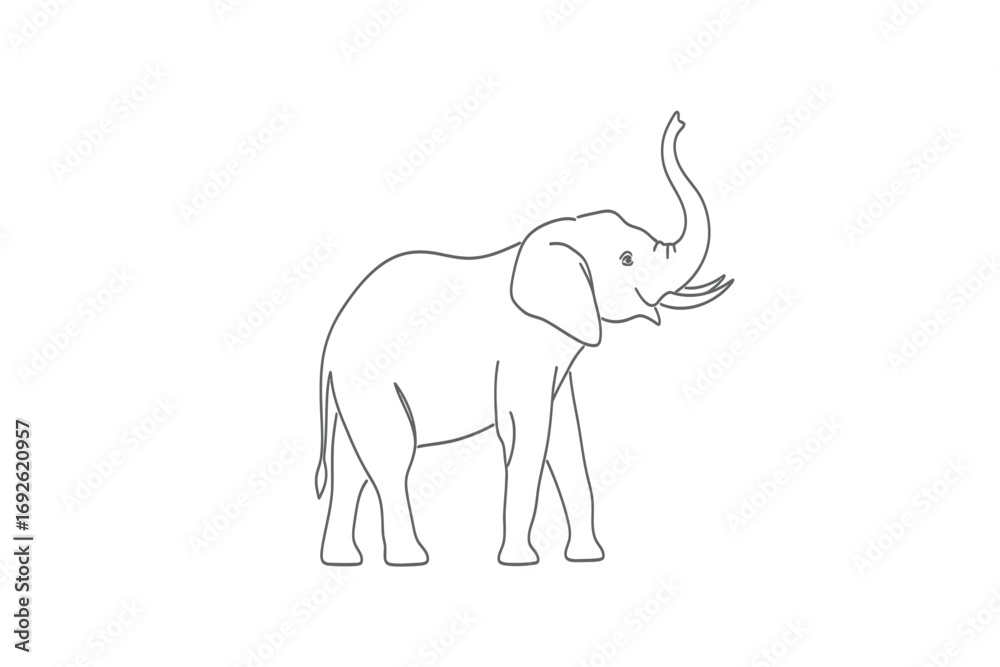 Fototapeta premium Line art elephant icon