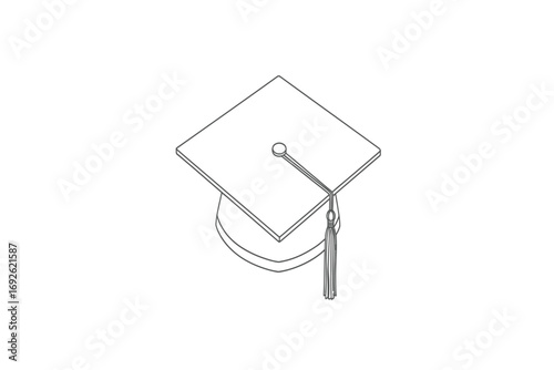 Outline drawing of a propeller plane flying through clouds on a white background image
