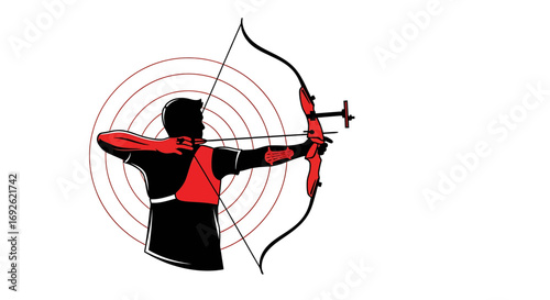 Archer aiming at target, showcasing precision, focus, and the pursuit of accuracy in sports and recreation