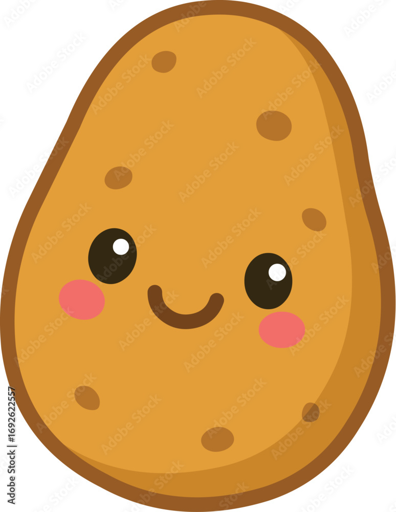 Fototapeta premium Kawaii Cartoon Illustration of a Smiling Potato