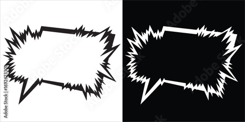 Monochrome Spiky Burst or Speech Bubble Graphic Element