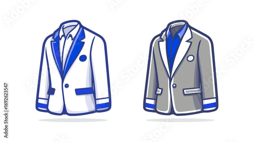 Stylish suits in white and gray