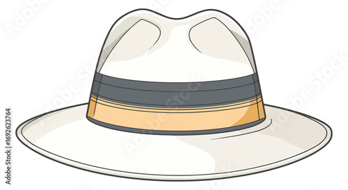 Stylish white hat with colored bands