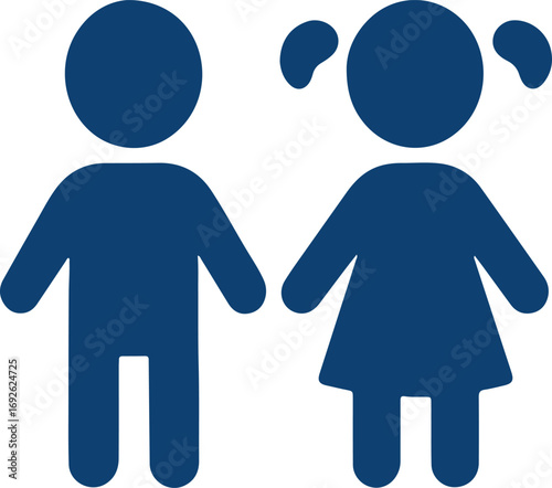 Simple silhouette Children icon isolated on a Transparent background