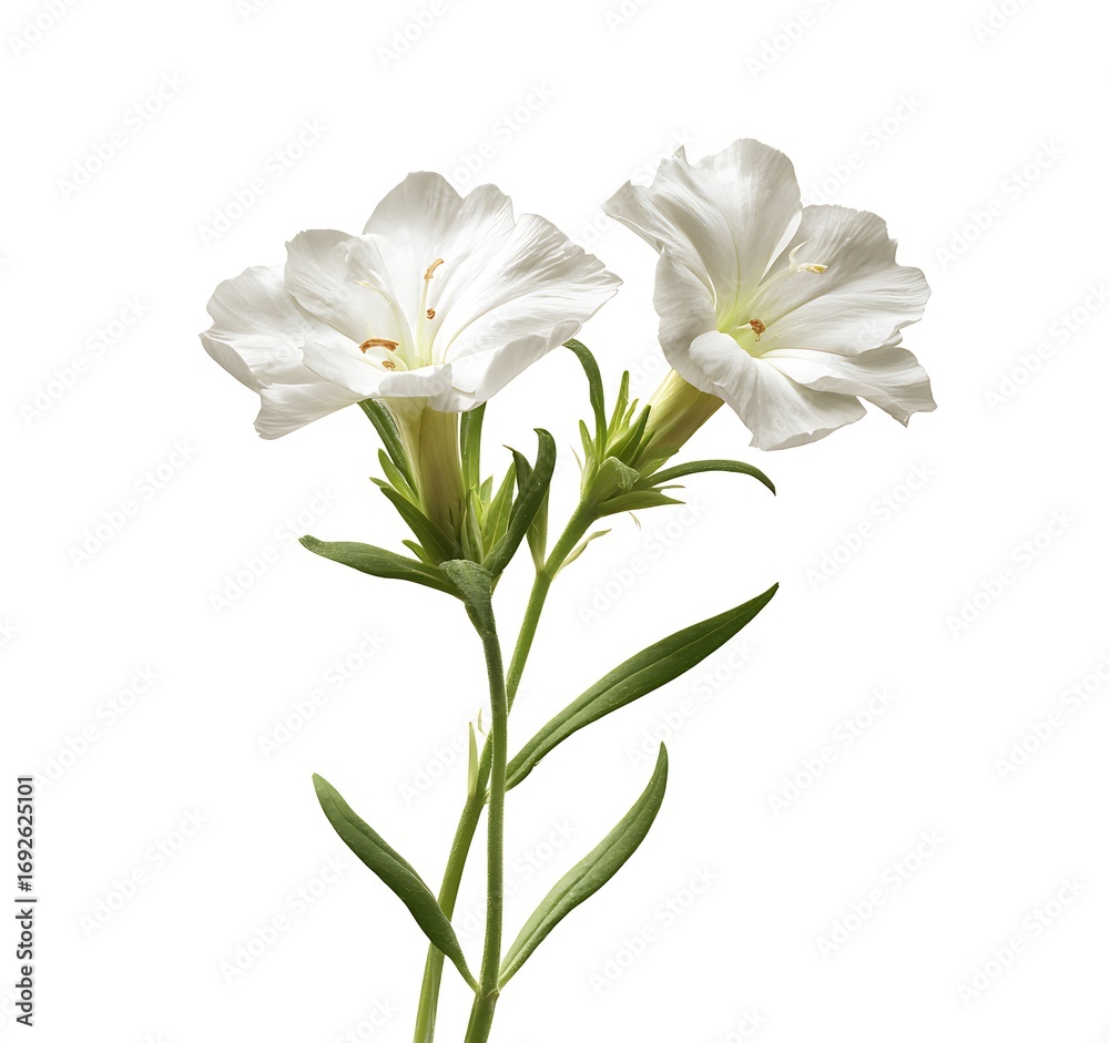 Naklejka premium Delicate white phlox flowers on a white background