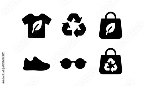 Eco-friendly icons: recycling, sustainable fashion, and zero waste in modern silhouette design