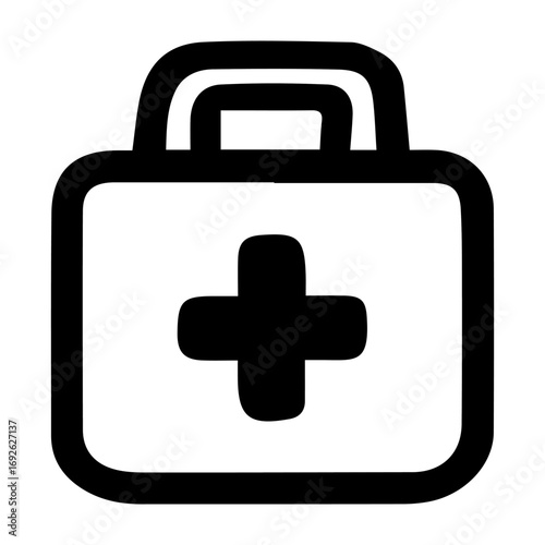 A black and white medical bag with a cross on it. The bag is designed to be used by medical professionals