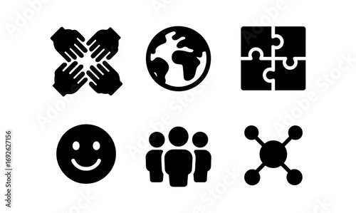 Set of communication and unity icons in minimalist style