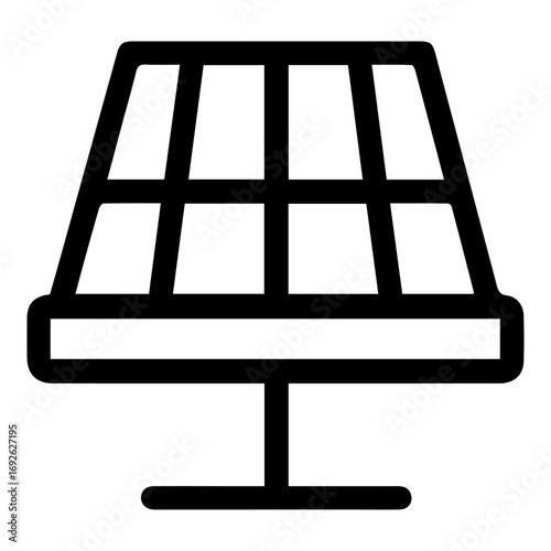 A black and white image of a solar panel. The image is simple and clean, with no color. The solar panel is the main focus of the image, and it is positioned in the center of the frame