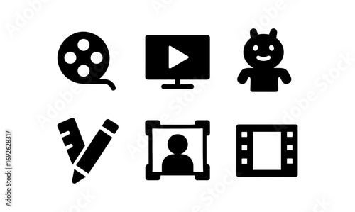 Media and entertainment icons set for digital and creative projects