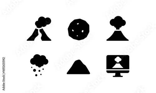 Silhouette icons of volcanic eruptions and related phenomena for educational use