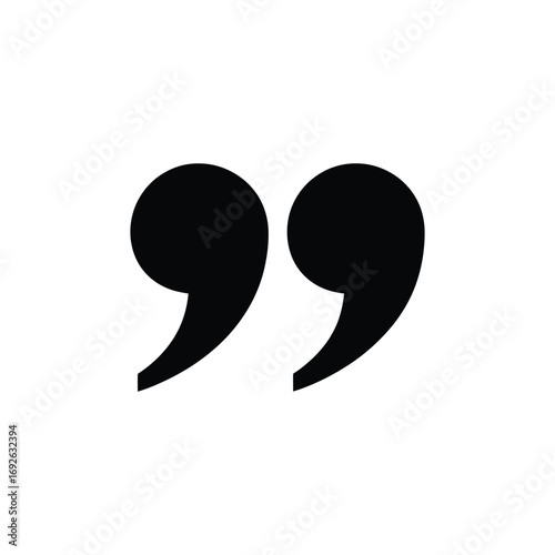 Quotation Mark Isolated, Black Quote Sign on Transparent Background, Punctuation Design