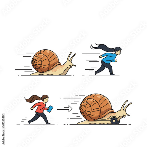 Speed comparison between a fast snail and a slow runner