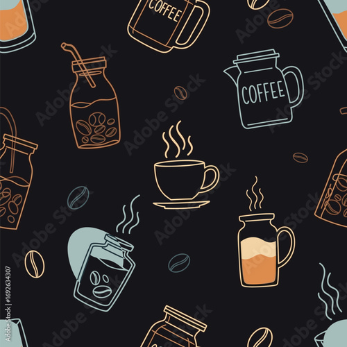 Warm and inviting coffee drink art seamless pattern for kitchen and cafe decor
