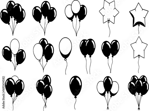 Party balloons vector icon set on white background
