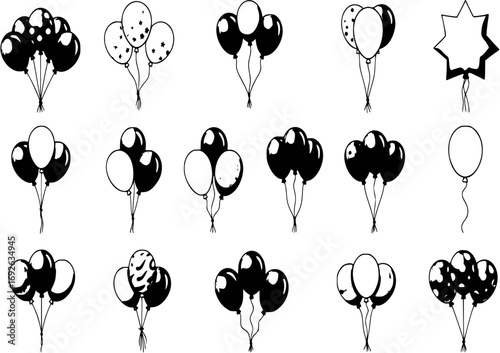 Party balloons vector icon set on white background
