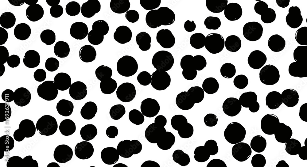 An abstract pattern of irregular black dots scattered across a clean white background creating a visually engaging organic texture An abstract pattern of irregular black dots scattered across a clean white background creating a visually engaging organic texture