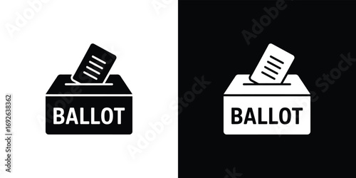 White Ballot Box Icon with Paper, Isolated Symbol on Transparent Background