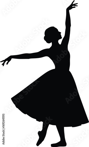Graceful ballerina in silhouette performing an elegant dance move.