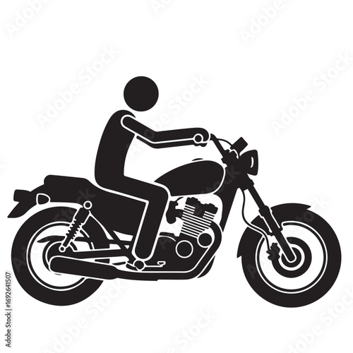 Black Silhouette of a Man Riding a Classic Motorcycle