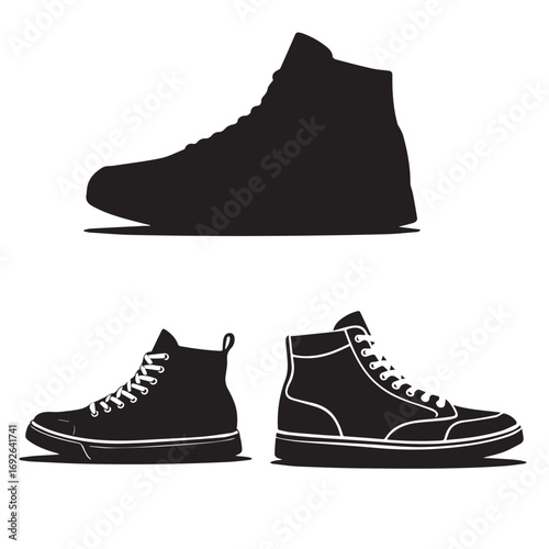 Fashion footwear: a vector illustration of a set of isolated boots, shoes, and sneakers for men and women