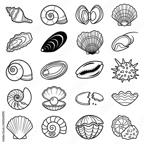 Monochrome icon collection of diverse occupations, representing a variety of career paths and employment opportunities