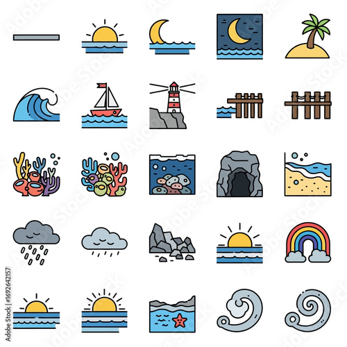 Monochrome icon collection of diverse occupations, representing a variety of career paths and employment opportunities
