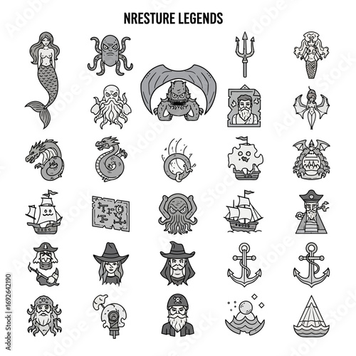 Monochrome icon collection of diverse occupations, representing a variety of career paths and employment opportunities