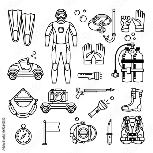Monochrome icon collection of diverse occupations, representing a variety of career paths and employment opportunities