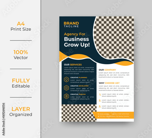Business growth flyer with expert advice for success and expansion