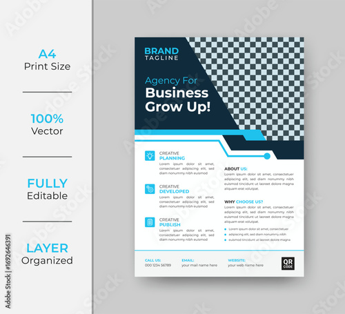 Professional business growth flyer template featuring two businessmen in suits