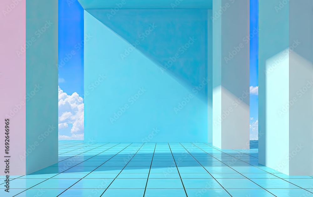 Fototapeta premium Pastel-colored architectural interior