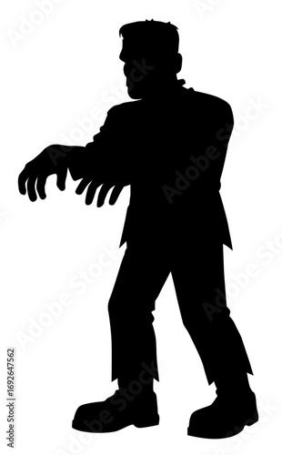 Frankenstein monster silhouette illustration. Vector flat art for Halloween