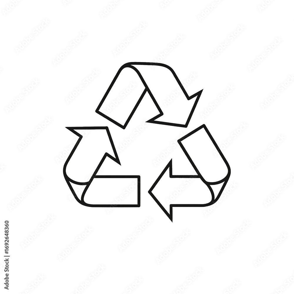 Obraz premium Simple recycle arrows vector icon symbolizing sustainability and environmental awareness. 