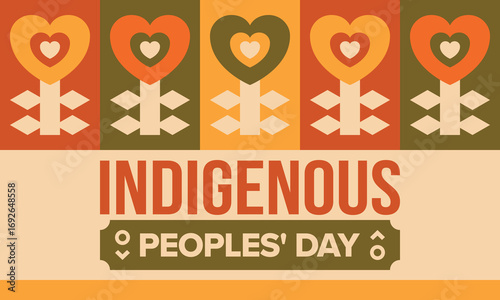 Indigenous Peoples' Day. Native American Day. American Indian culture. Heritage Month. Celebrate annual in United States. Tradition pattern. Poster, card, banner and background. Vector illustration
