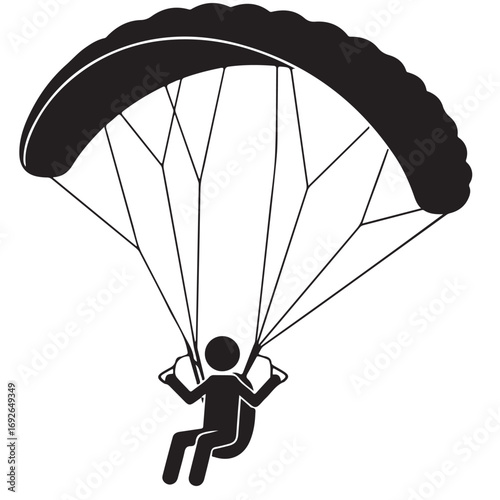 Black Silhouette of Person Paragliding Icon