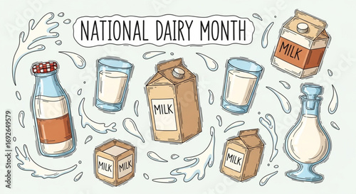 Doodle Style Milk Set in Various Packages for National Dairy Month