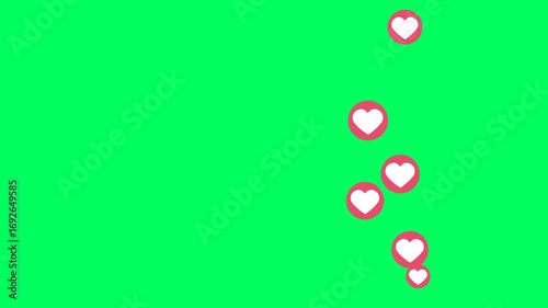 love button motion animation for media social live streaming, youtube, tiktok, facebook, instagram 4K green screen.