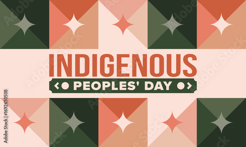 Indigenous Peoples' Day. Native American Day. American Indian culture. Heritage Month. Celebrate annual in United States. Tradition pattern. Poster, card, banner and background. Vector illustration