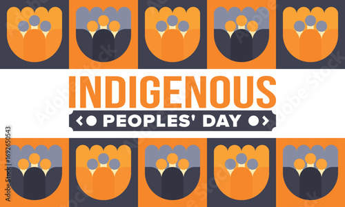Indigenous Peoples' Day. Native American Day. American Indian culture. Heritage Month. Celebrate annual in United States. Tradition pattern. Poster, card, banner and background. Vector illustration