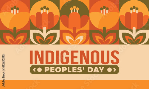 Indigenous Peoples' Day. Native American Day. American Indian culture. Heritage Month. Celebrate annual in United States. Tradition pattern. Poster, card, banner and background. Vector illustration