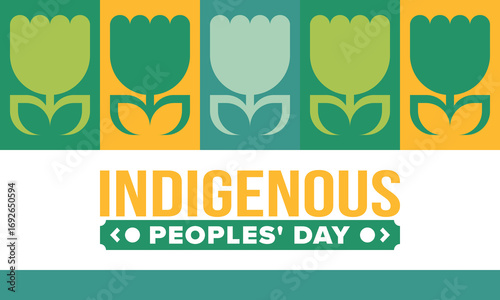 Indigenous Peoples' Day. Native American Day. American Indian culture. Heritage Month. Celebrate annual in United States. Tradition pattern. Poster, card, banner and background. Vector illustration