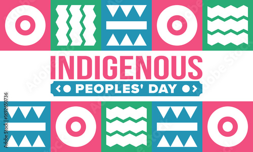 Indigenous Peoples' Day. Native American Day. American Indian culture. Heritage Month. Celebrate annual in United States. Tradition pattern. Poster, card, banner and background. Vector illustration
