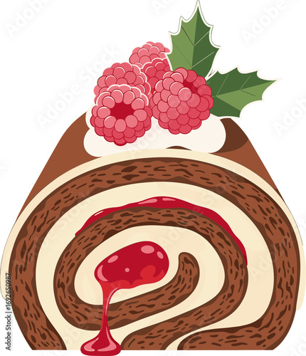 Chocolate Log Cake Vector Illustration – Holiday Dessert