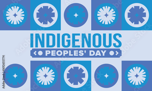 Indigenous Peoples' Day. Native American Day. American Indian culture. Heritage Month. Celebrate annual in United States. Tradition pattern. Poster, card, banner and background. Vector illustration