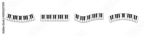 Piano keyboard doodle set. Piano key vector set.