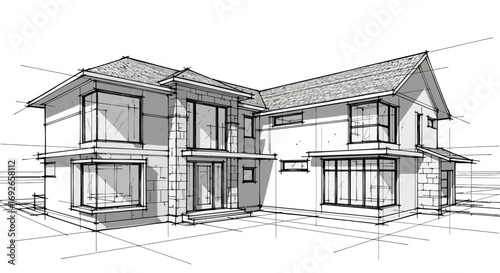 Architectural sketch of an urban house building plan